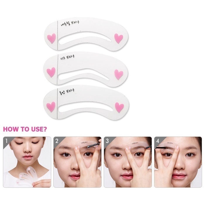 [Hàng mới về] Bộ 3 Khuôn Kẻ Lông Mày DIY Kiểu Khác Nhau Tiện Lợi