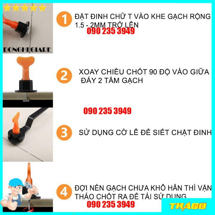 Ke Cân Bằng Lát Gạch Tái Sử Dụng - Ke Vít ốp Lót Nền Gạch Men Chữ Thập QE026