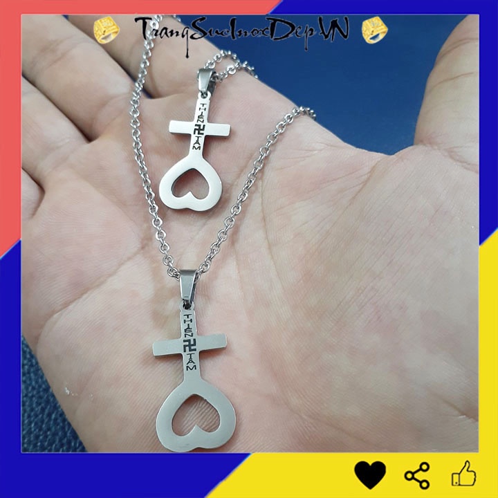 Dây chuyền inox thiên tâm 2 tầng sáng đẹp, không đen đem lại bình an may mắn cho người đeo - Có size nam và size nữ