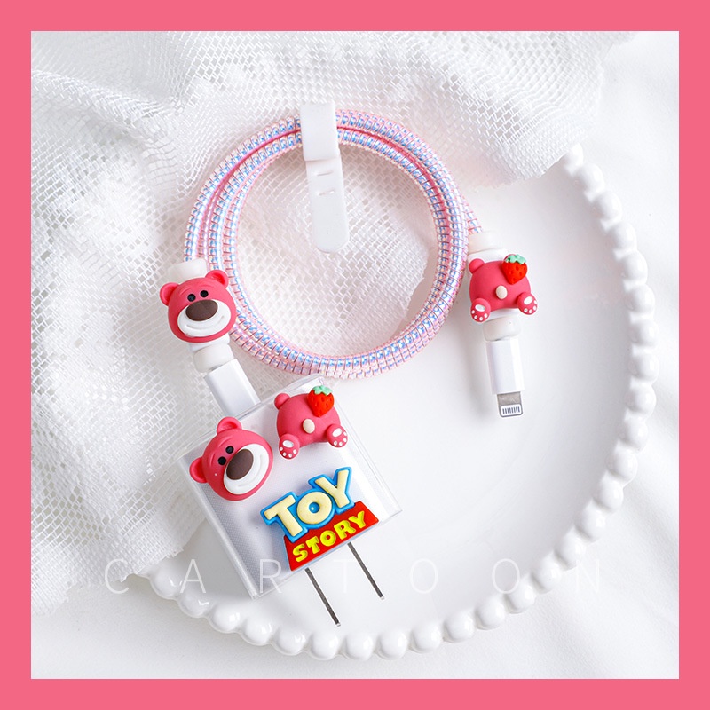 Vỏ bọc bảo vệ củ sạc và cáp sạc họa tiết hoạt hình thích hợp cho iPhone 13 11pro max 12pro