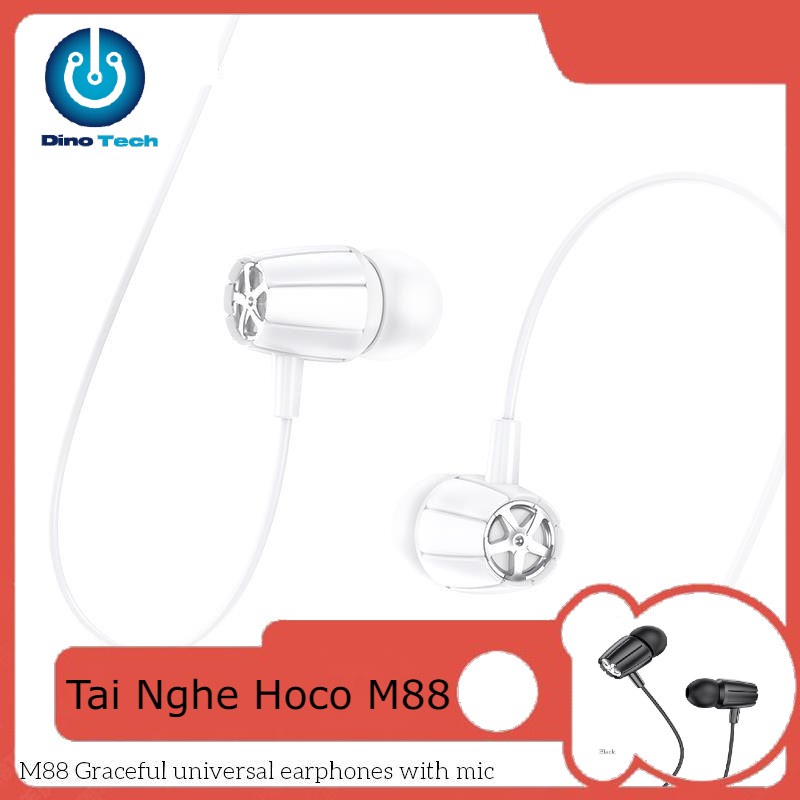 Tai Nghe Dây Hoco M88 Jack Cắm 3.5mm, Có Mic Đàm Thoại Bas Căng - BẢO HÀNH CHÍNH HÃNG