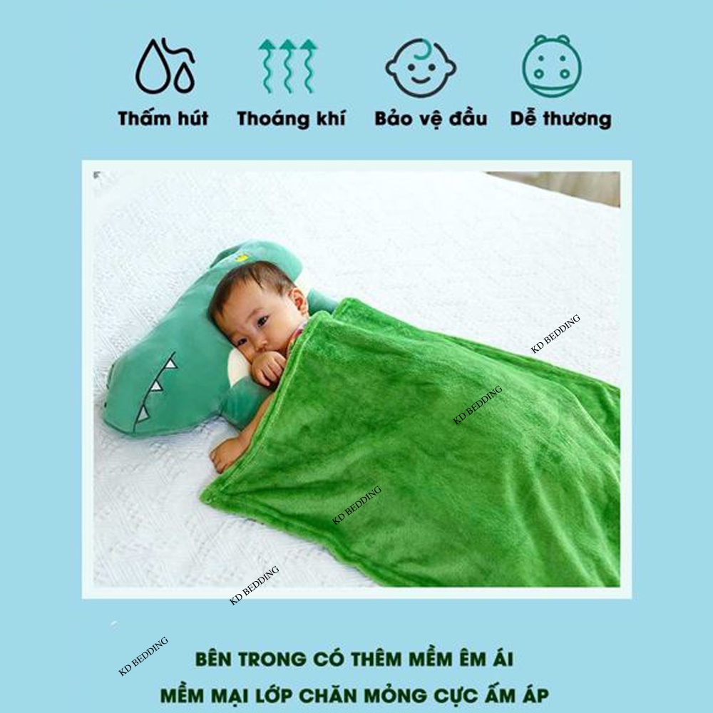Gối chặn chữ u đa năng cho bé, gối ôm cho bé ngủ chống giật mình KD BEDDING chất nỉ siêu ấm kèm chăn nhung tuyết