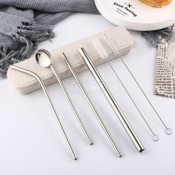 SET ỐNG HÚT INOX BỘ 5 CHI TIẾT -KSVH