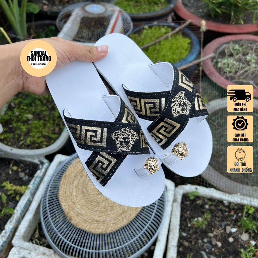 Dép sandal nữ xỏ ngón quai chéo thun cọp full size 30-44 nam nữ SANDALTHOITRANG