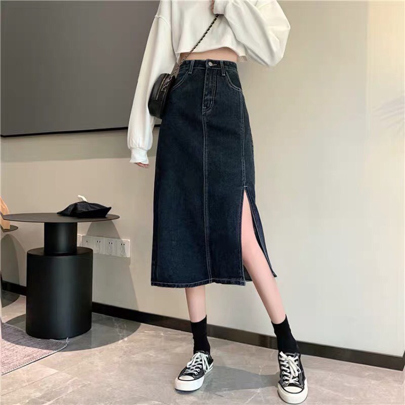 Chân Váy Jeans, Chân Váy Bò Cạp Cao Dáng Suông Ulzzang Vintage Xinh Xắn 𝑩𝒚.𝑪𝒂𝒎𝒄𝒂𝒎 | BigBuy360 - bigbuy360.vn