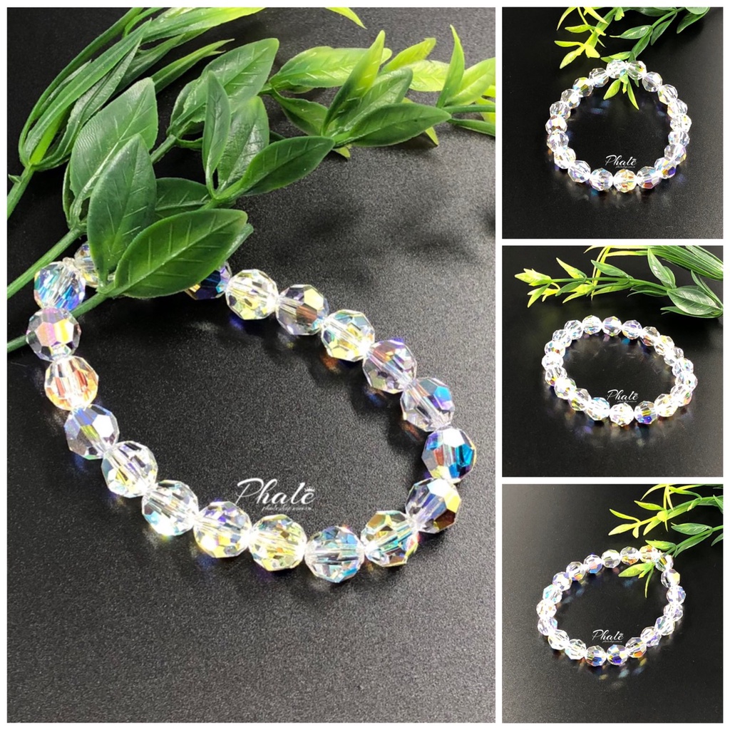 Vòng Tay Pha Lê Tròn Trắng 08mm Được Thiết Kế Từ Pha Lê Swarovski