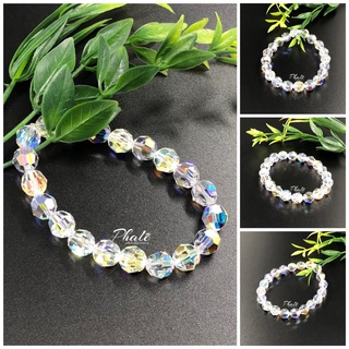 Vòng Tay Pha Lê Tròn Trắng 08mm Được Thiết Kế Từ Pha Lê Swarovski