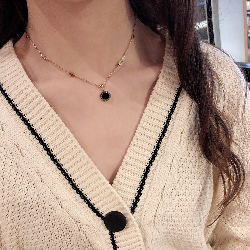 Black round simple necklace clavicle chain jewelry fashion accessories