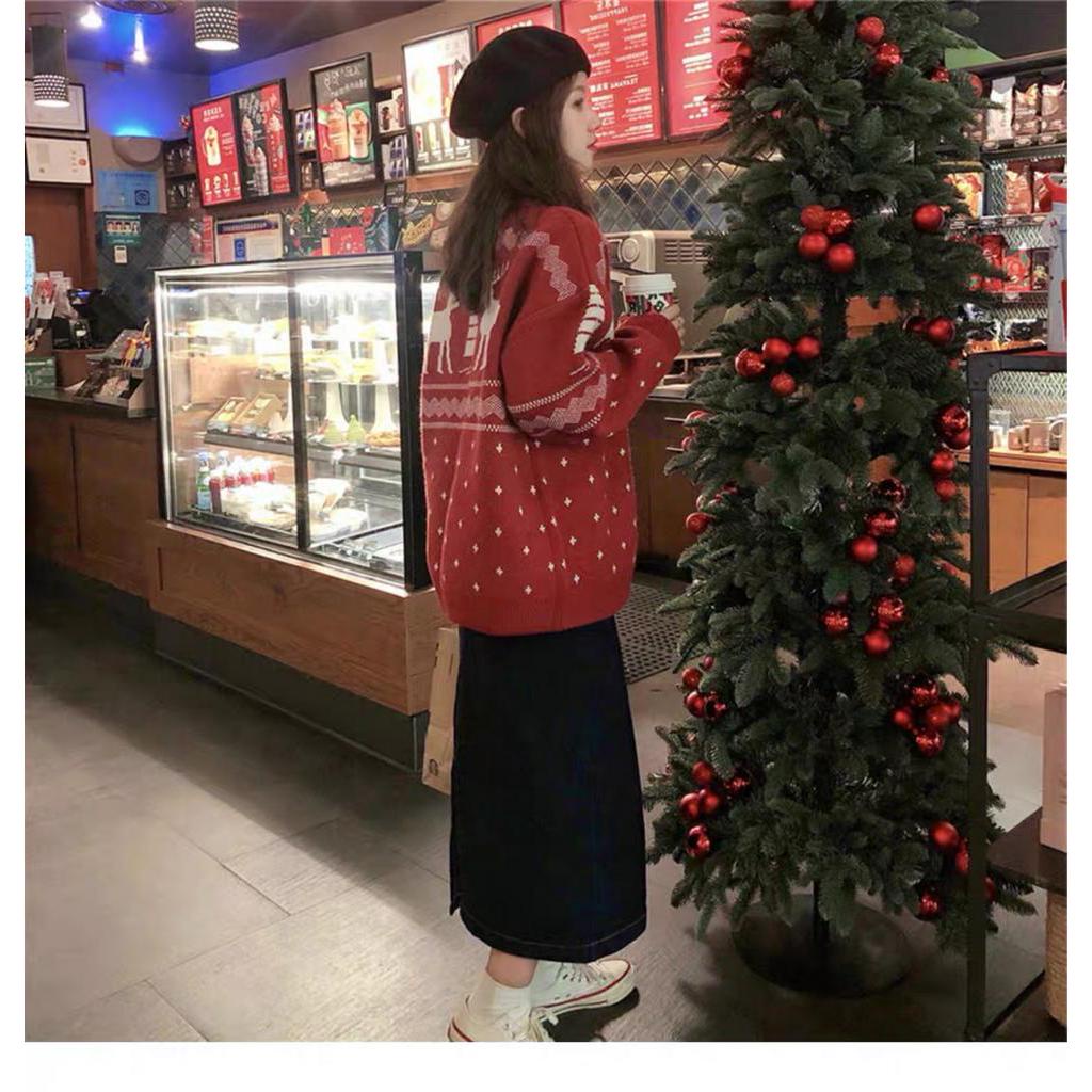 🎄Merry Christmas🎄 Áo Sweater Tay Dài Cổ Tròn Thời Trang Hàn Quốc Cho Nữ