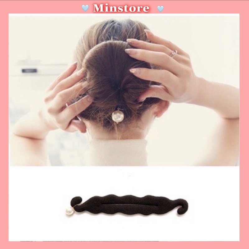 Dụng Cụ Thanh Búi Tóc Củ Tỏi Thông Minh Phối Hạt Châu Trắng