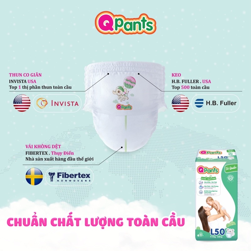( Tặng thú Bông Chuối) Tã quần Qpants UNIDRY siêu mỏng - siêu tiết kiệm M50/L50/XL50/XXL50