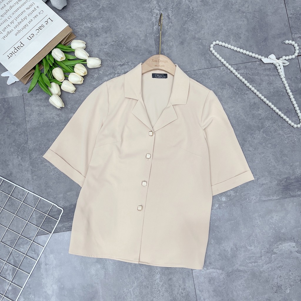 Áo sơ mi nữ kiểu cổ vest Chunxuu, thiết kế đơn giản trẻ trung - SK06