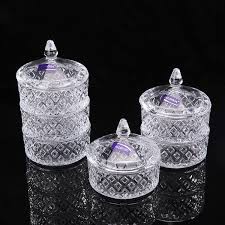 HÀNG CAO CẤP] Thố thủy tinh pha lê nhiều tầng đựng mứt, kẹo, hạt dưa, lọ thủy tinh đựng hạt khô-Hoa văn ngẫu nghiên