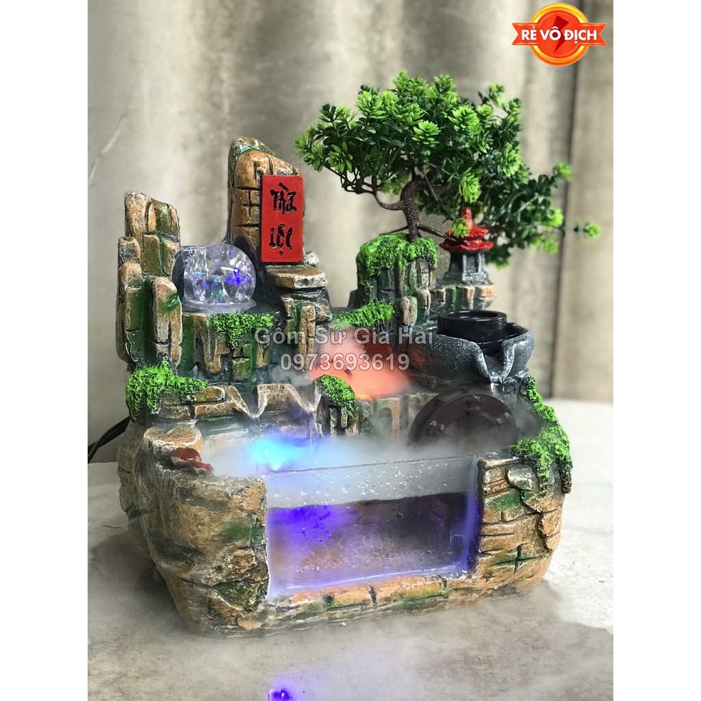 Thác Nước Phong Thuỷ- Tiểu cảnh non bộ-Thác phong thủy mini để bàn