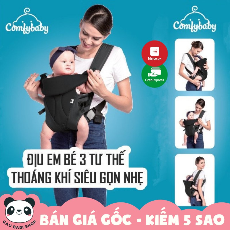 Địu em bé 3 tư thế có đỡ cổ sơ sinh - THOÁNG KHÍ-CHỐNG GÙ cho bé ComfyBaby CF-BK010 hàng chính hãng