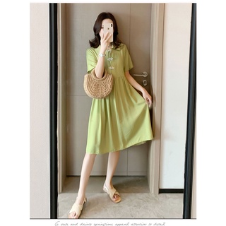 Đầm Babydoll Phối Cúc Cổ Tàu