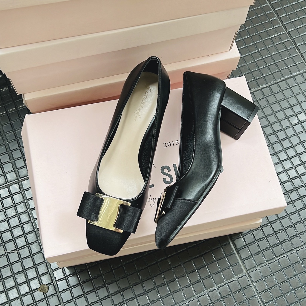 Giày cao gót công sở gót vuông 5p khóa nhập SVT cao cấp GUUEM GCL121