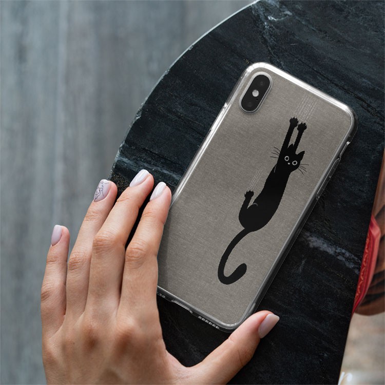 Ốp lưng mèo đen cào tường đơn giản mà nổi bật - love cat Iphone từ 5 đến Xs Max/11/11 Promax/12/12 Promax CHUCOM21008