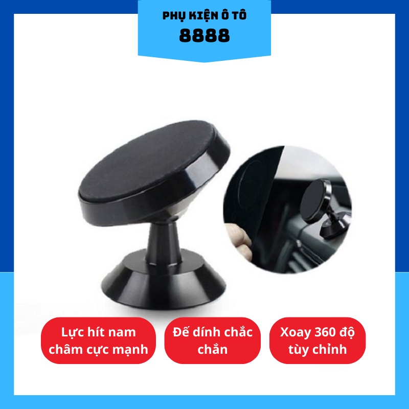 Đế Đỡ Điện Thoại Nam Châm 8888 Xoay 360 Độ Nhỏ Gọn Màu Đen/ Xám Từ Tính Mạnh Chắc Chắn