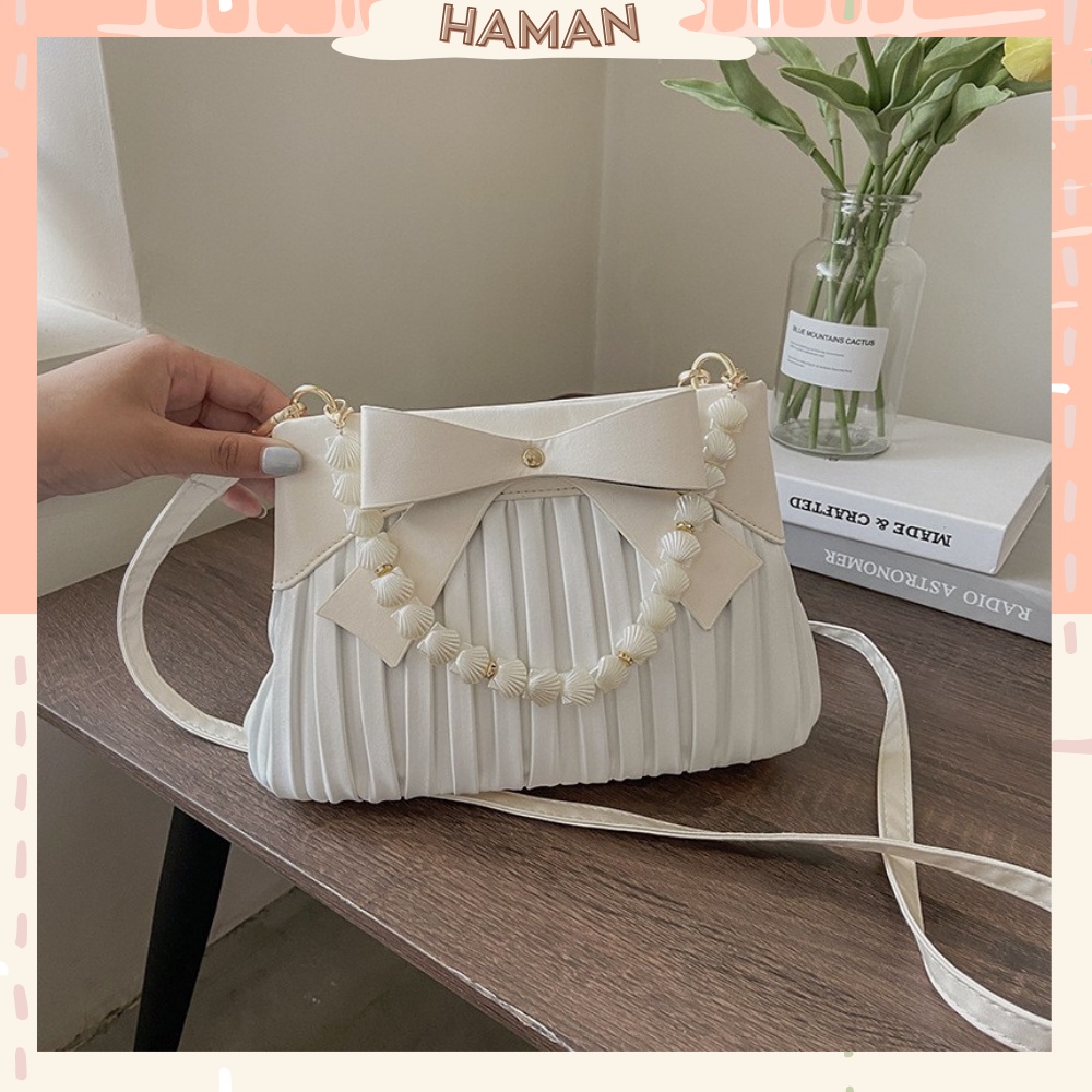 Túi xách nữ, túi đeo chéo đính nơ hàng quảng châu cao cấp TX48 HAMAN