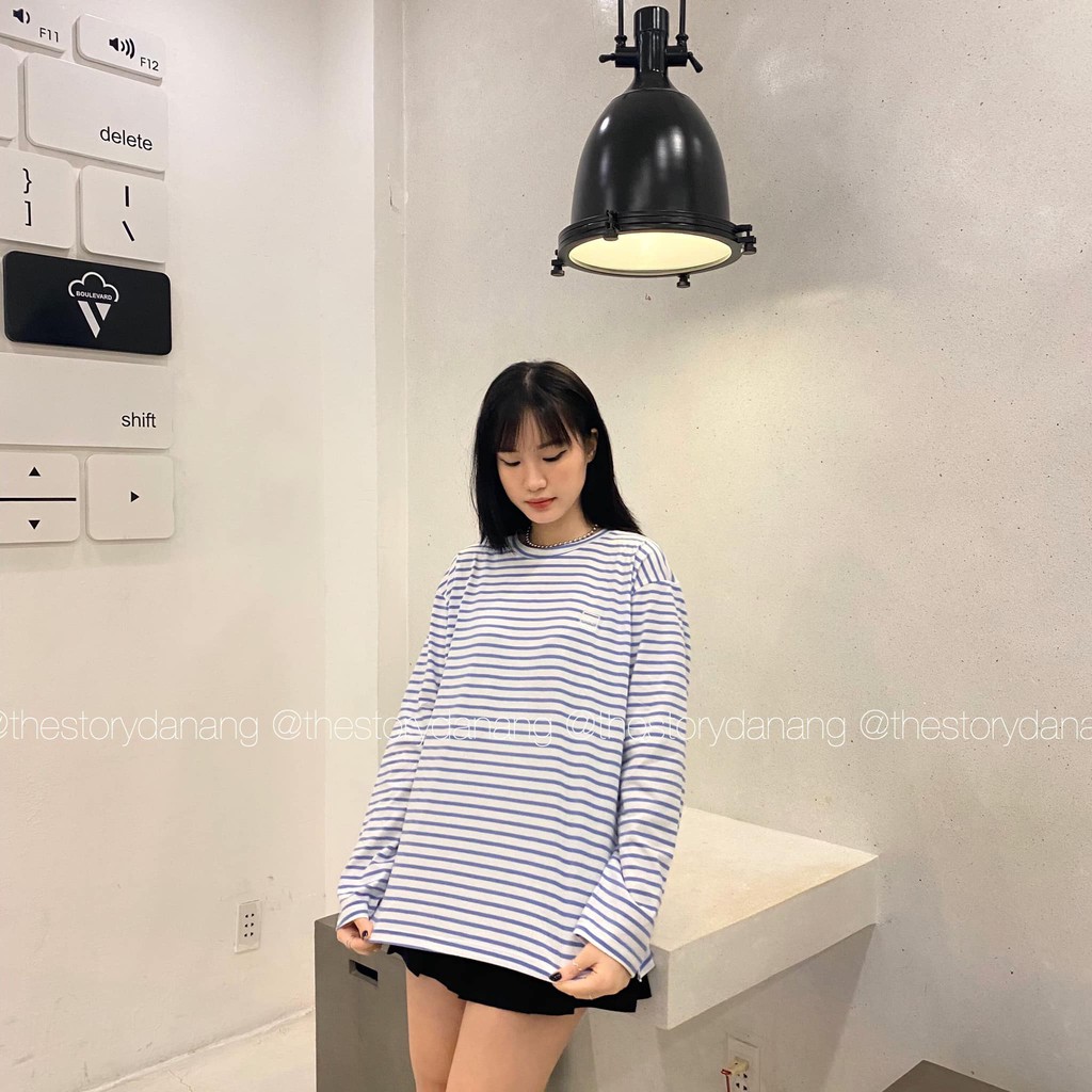 [Mã FAMARAL1 giảm 10K đơn 50K] [STORY MADE] [STR] Áo pull sọc ngang logo su A1568