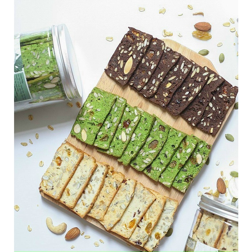 { FREE SHIP } Bánh Biscotti ăn kiêng mix 3 vị nguyên cám hủ 300G, bánh biscotti healthy