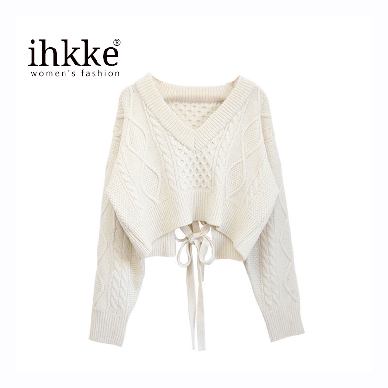 Áo sweater IHKKE thắt dây quyến rũ thời trang dành cho nữ