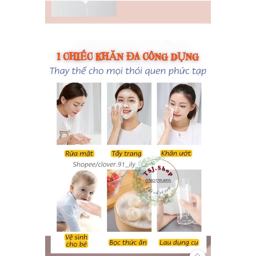 Khăn mặt dùng 1 lần - dạng rút gói 100 tờ