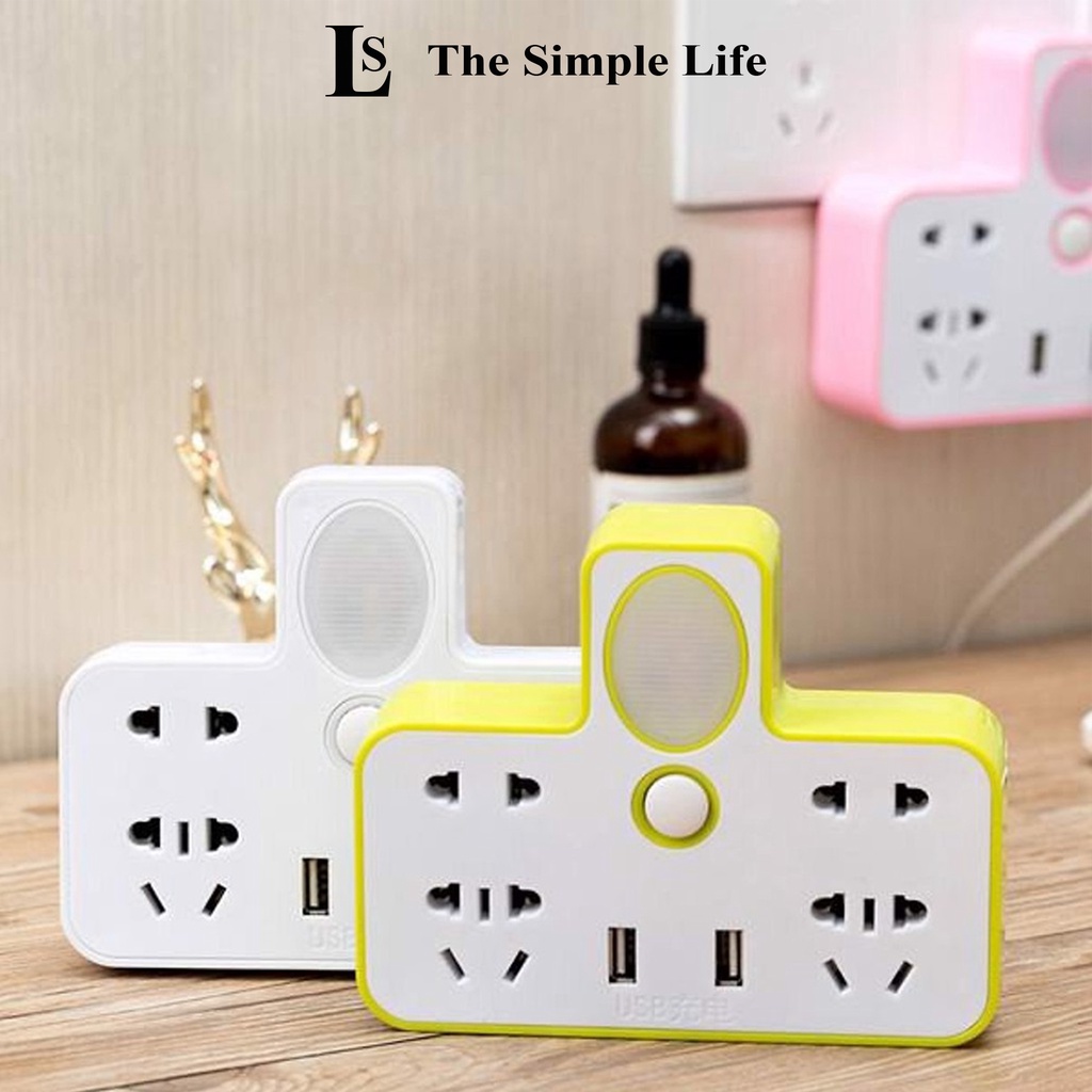 Ổ cắm điện hình chữ T phát sáng, ổ điện chống quá tải tích hợp cổng sạc usb đa năng, chống giật gắn tường [CHÍNH HÃNG]