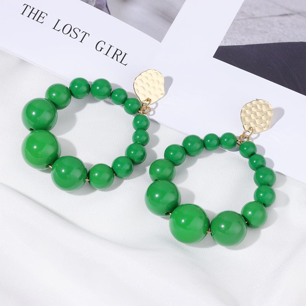 PINEVN Khuyên Tai Dạng Treo Xỏ Hạt Acrylic Màu Sắc Thời Thượng