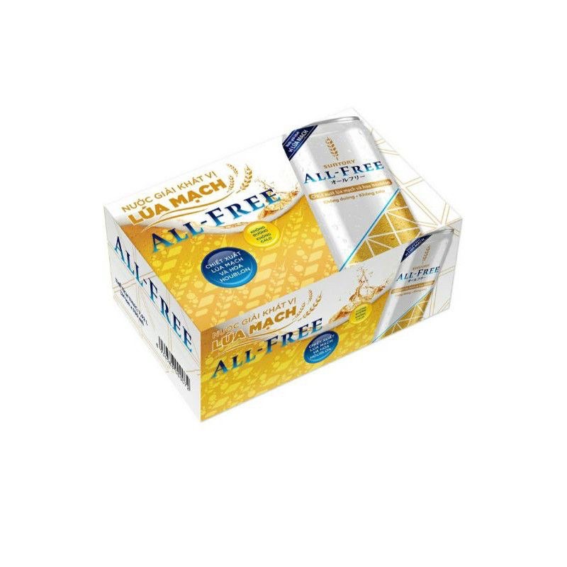 thùng 24 lon nước giải khát vị lúa mạch All-Free-ship hỏa tốc