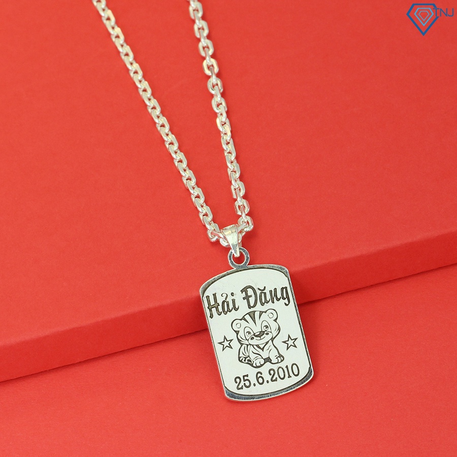 Dây chuyền bạc cho bé trai khắc tên hình con hổ DCT0088 Trang Sức TNJ