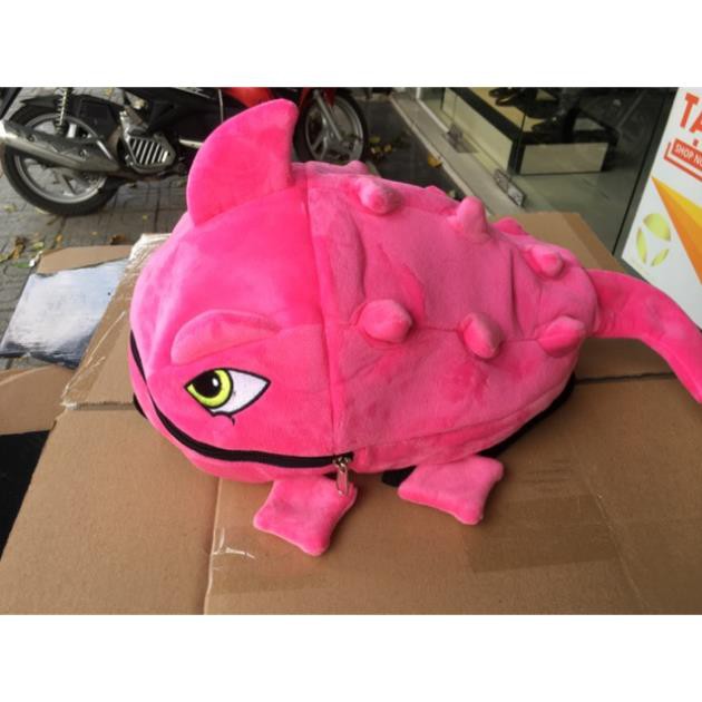 Balo khủng long mini vải nhung mịn màu hồng