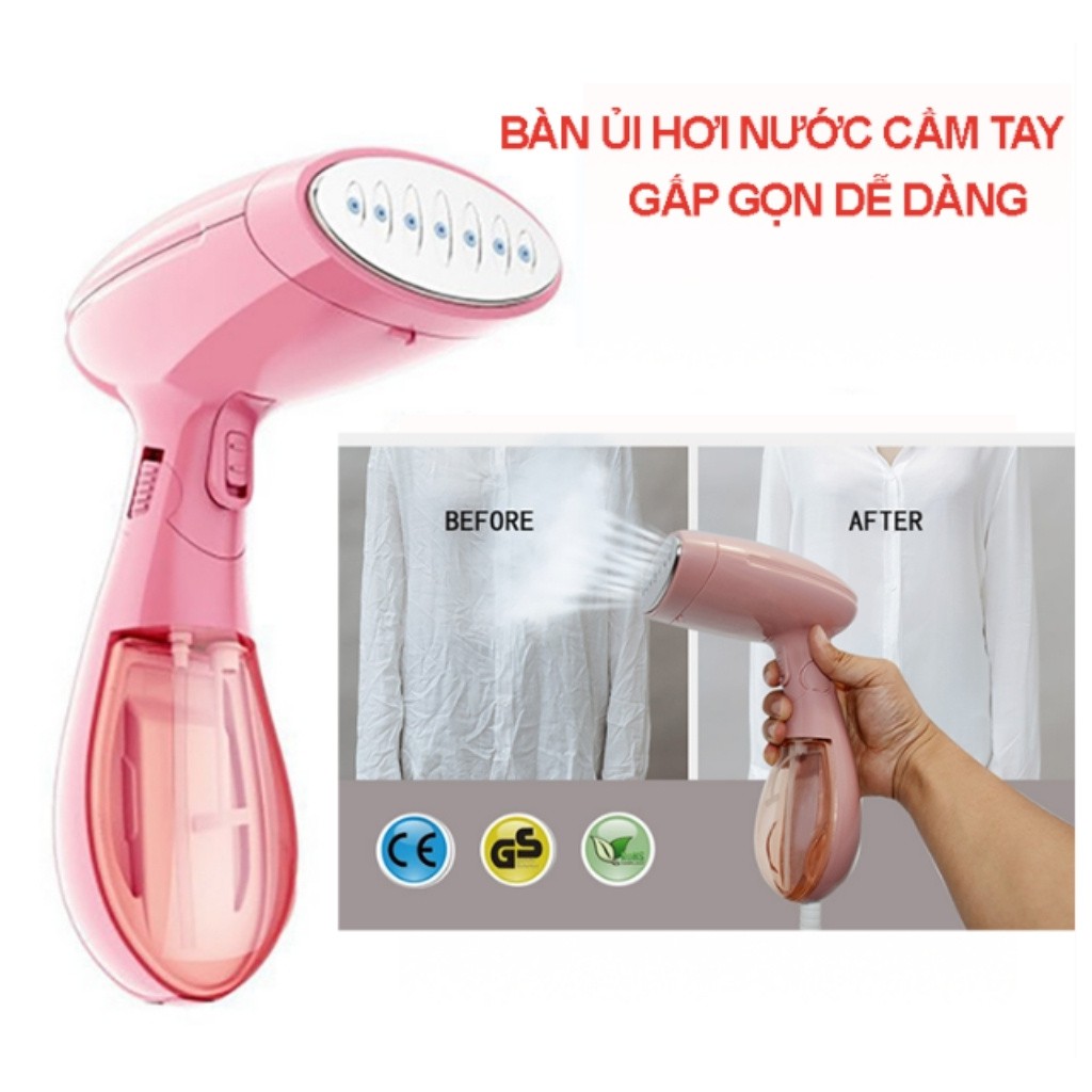 Bàn ủi hơi nước cầm tay SOKANY màu hồng phiên bản gấp gọn dễ dàng mang theo khi đi du lịch, đi công tác