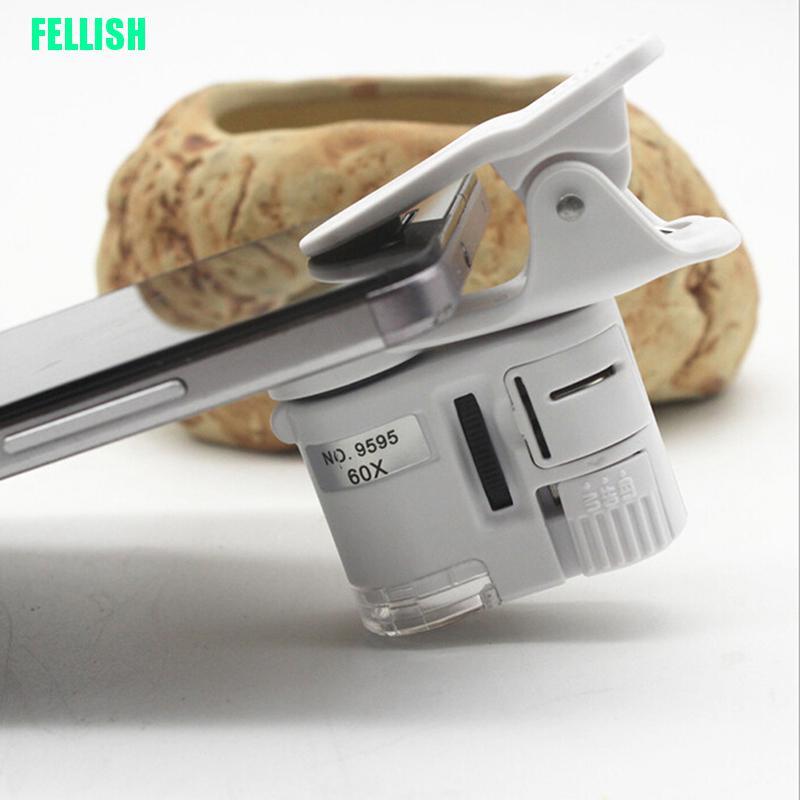 Ống Kính Hiển Vi Zoom 60x Kẹp Camera Điện Thoại Có Đèn Led Tiện Dụng