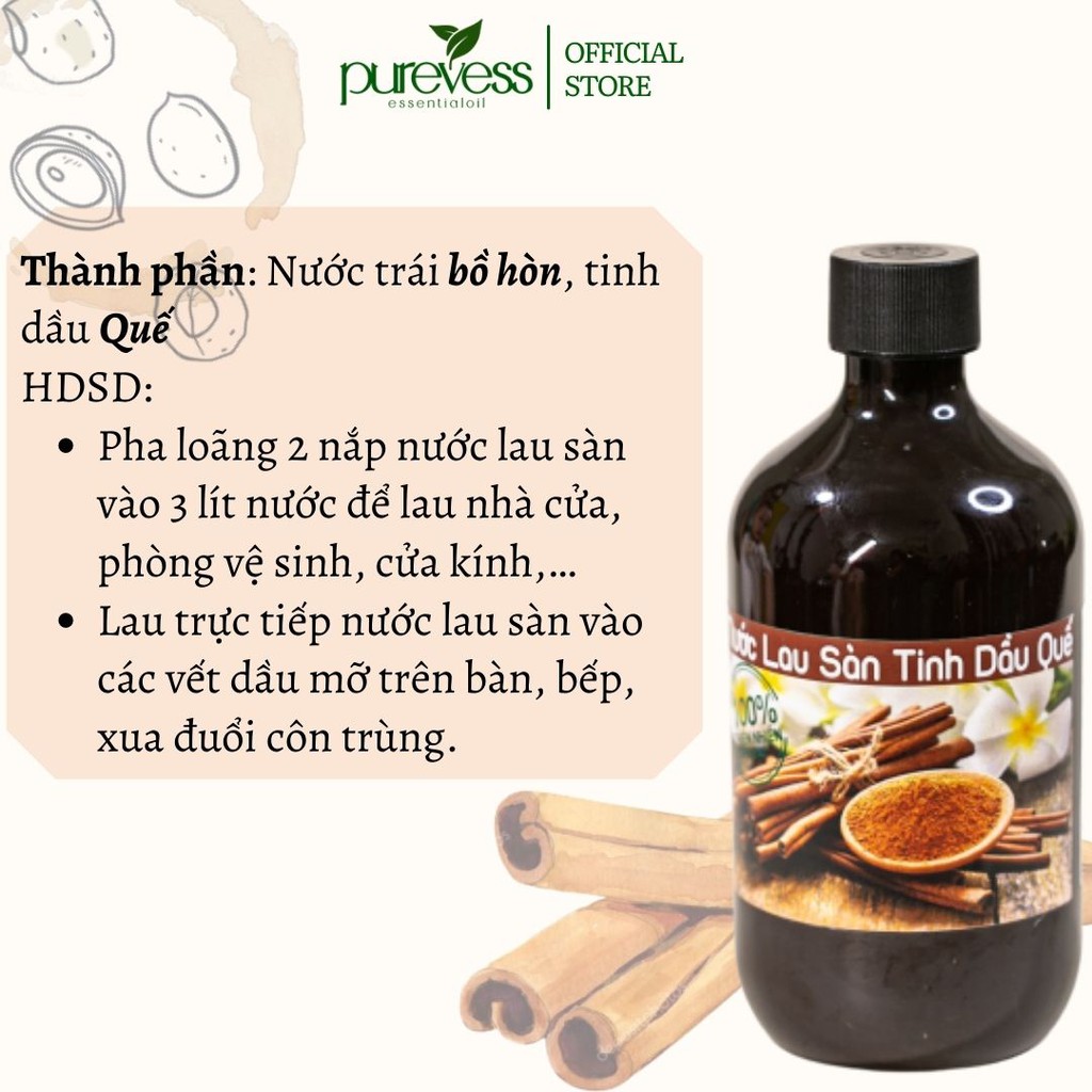 Nước lau sàn hữu cơ Purevess từ tinh dầu thiên nhiên giúp đuổi muỗi và côn trùng