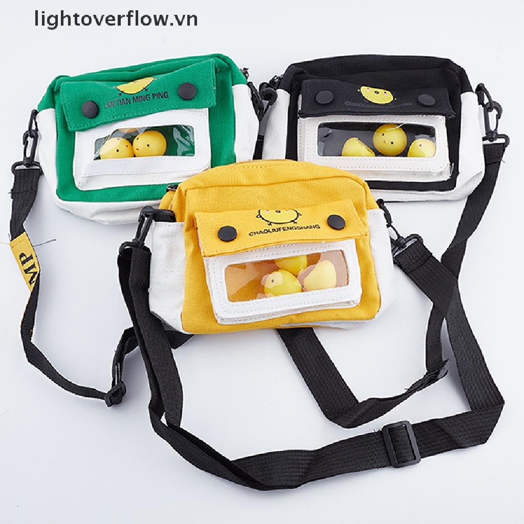 Túi Đeo Chéo Vải Canvas Hình Chú Gà Con Dễ Thương Dành Cho Nữ