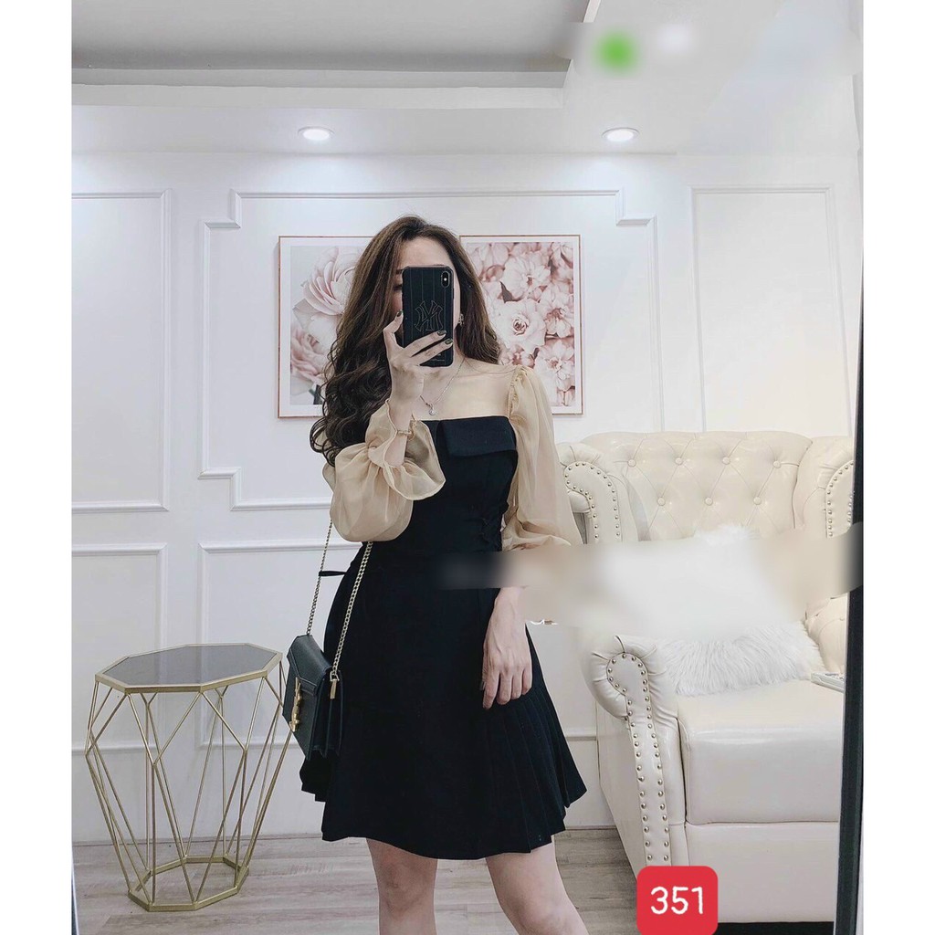 Đầm Dự Tiệc Cổ Vuông Tay Dài Tay Phối Voan Đi Tiệc Cưới, Dạo Phố Cà Phê Xinh Yêu, Đẹp Cao Cấp Dành Cho Nữ | BigBuy360 - bigbuy360.vn