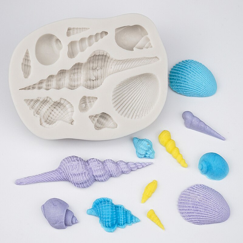 Khuôn Làm Bánh / Xà Phòng Hình Vỏ Sò / Sao Biển 3D Bằng Silicone DIY
