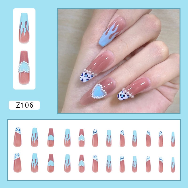 Set 24 Móng Tay Giả Đính Ngọc Trai / Kim Cương Giả Nhiều Màu