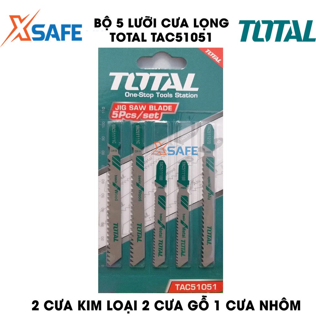 Bộ 5 lưỡi cưa lọng TOTAL TAC51051 Lưỡi cưa lọng Total chất liệu hợp kim siêu bền, dễ dàng cắt kim loại, gỗ