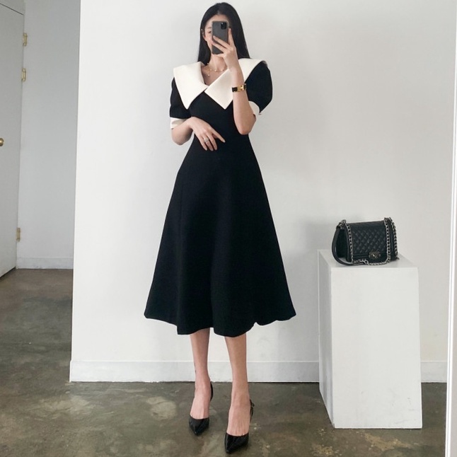 Đầm Công Sở Dáng Dài Cổ Lệch Sang Chảnh VD038 ICC Official Store