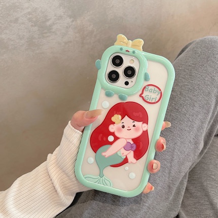 Ốp Lưng Iphone Camera hình Chim Cánh Cụt Đeo Nơ Nàng Tiên Cá 7plus/8plus/x/xs/11/12/13/14/pro/max