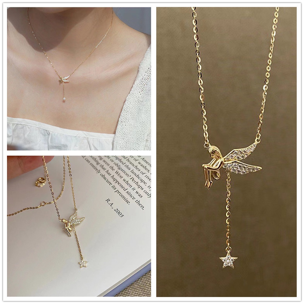 Vòng cổ Mặt Hình Thiên Thần Đính Đá Sang Trọng Cho Nữ