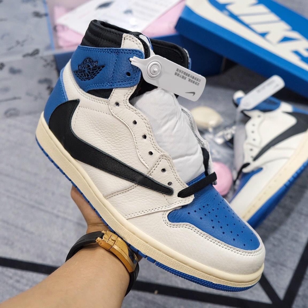 Giày Sneaker jd 1 TRAVIS SCOTT HIGH OG ROYAL BLUE, bản S.Cấp full phụ kiện