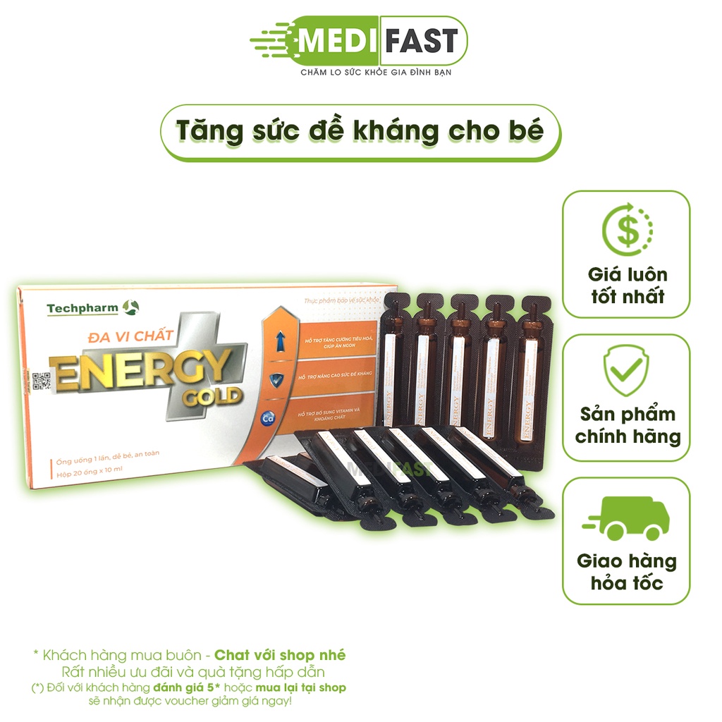 Energy Đa vi chất - Mẫu mới - Bổ sung vitamin - giúp bé ăn ngon, tăng sức đề kháng từ vitamin tổng hợp - Hộp 20 ống