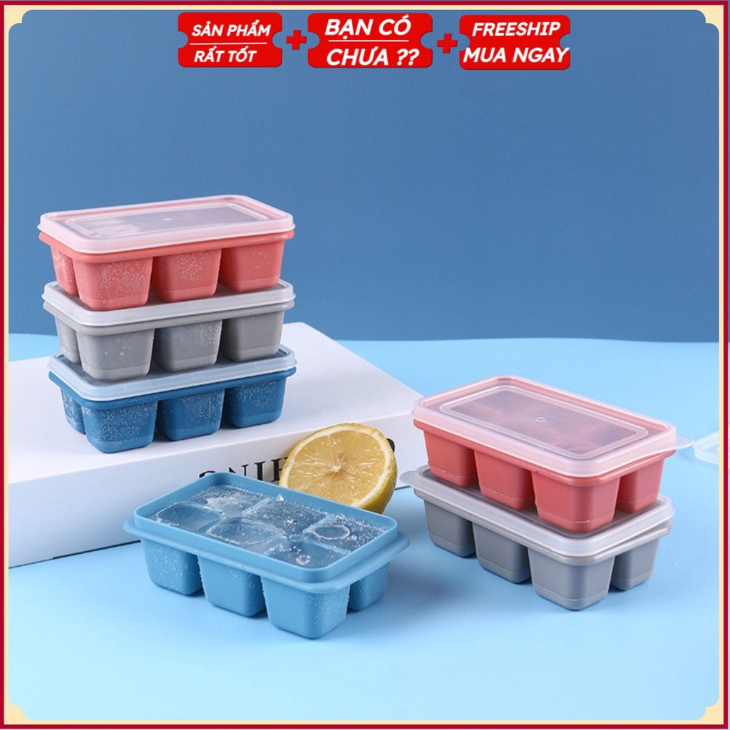 Khay Silicone Làm Đá 6 Ô Tiện Lợi