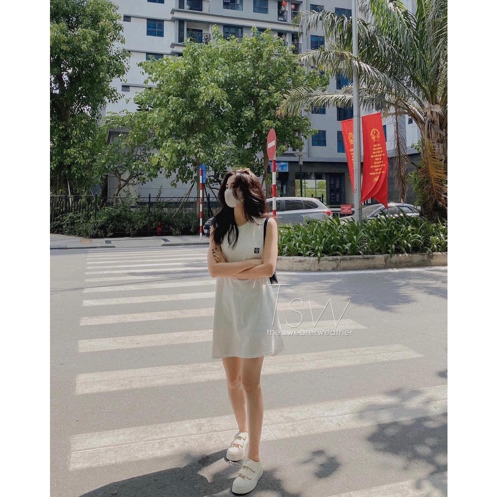 Váy Ba Lỗ Khủng Long Icon 3 màu  Đầm thun tanktop dáng suông sporty thể thao năng động cá tính Ulzzang