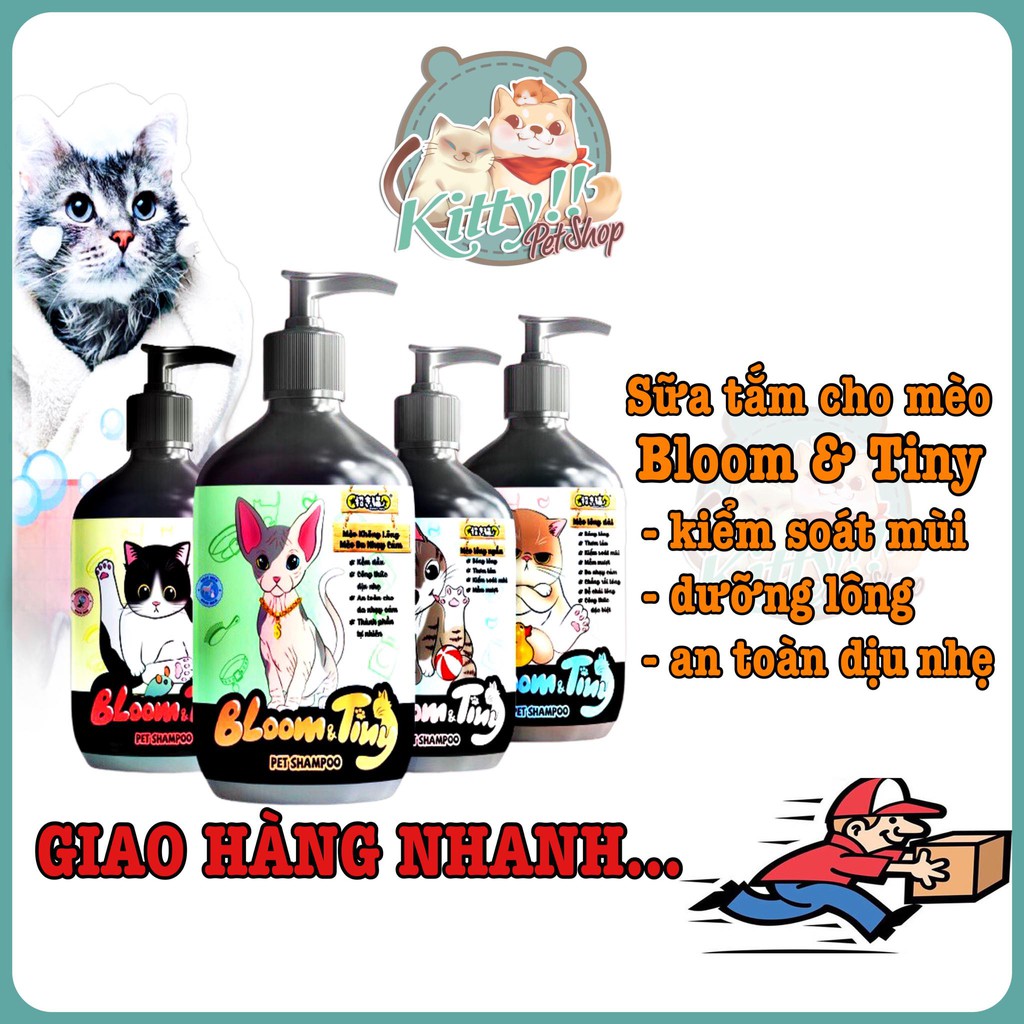 Sữa tắm Bloom&amp;Tiny 500ml cho mèo từ Maneki Neko, sữa tắm cho mèo nhạy cảm, khử mùi, lưu hương thơm lâu, kháng khuẩn mèo