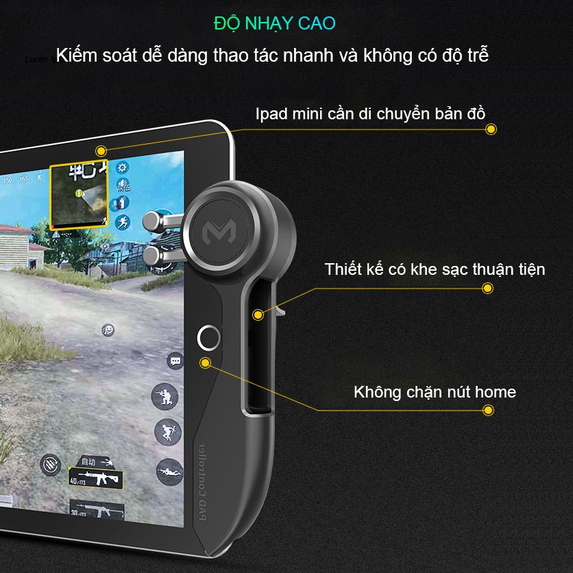 Tay cầm chơi game iPad/Tablet SIDOTECH Memo Autotap chơi PUBG/FreeFire/ROS sáu ngón siêu nhạy cho máy tính bảng Ipad